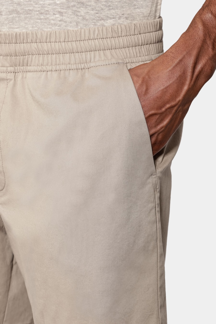 Shorts Elástico Color Sarjado Cáqui — foto 3 de 7