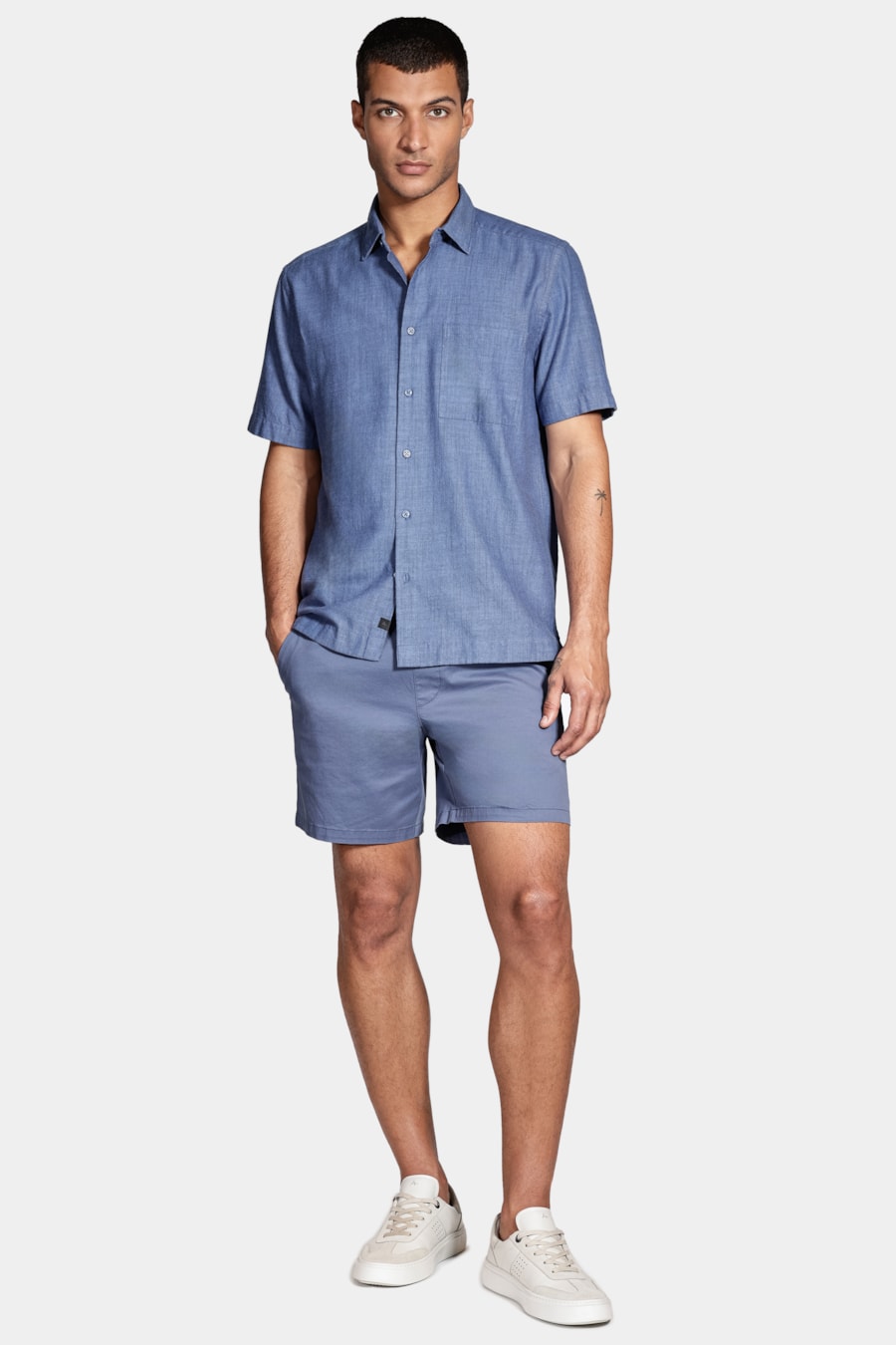 Shorts Elástico Color Sarjado Marinho — foto 2 de 7