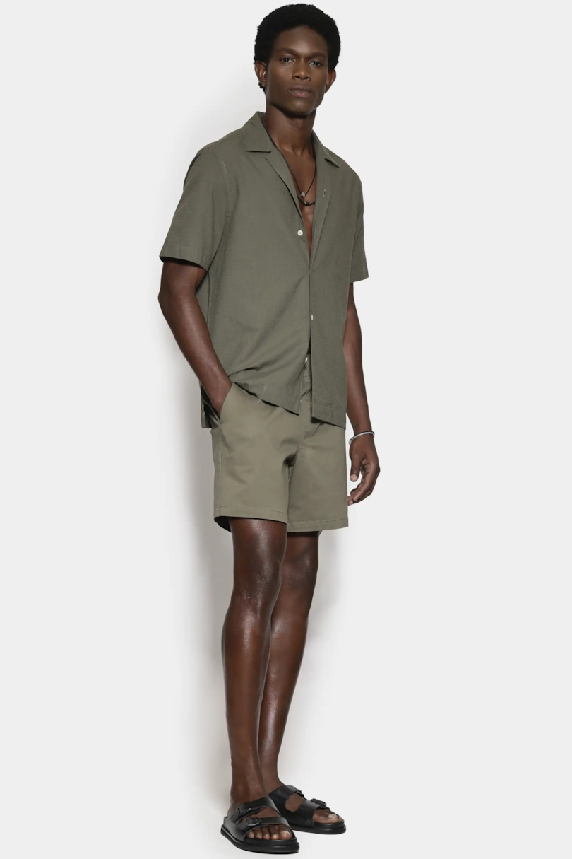 Shorts Elástico Color Sarjado Militar 117