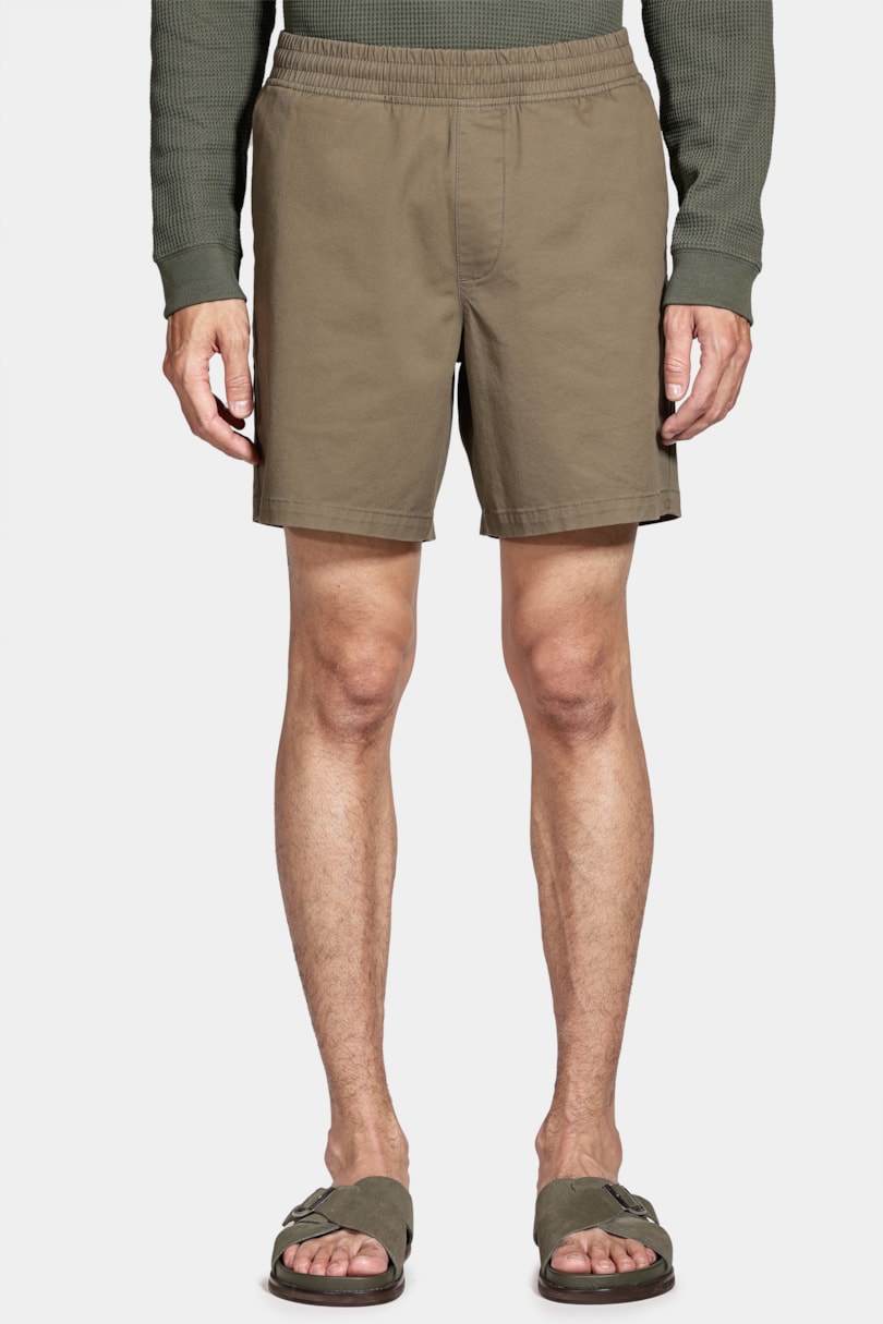 Shorts Elástico Color Sarjado Verde Militar