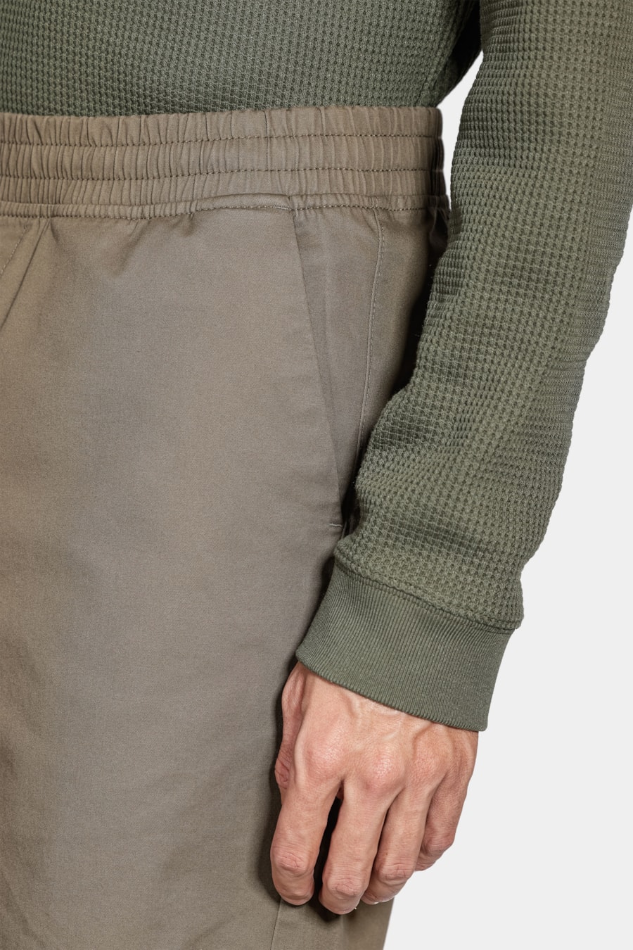 Shorts Elástico Color Sarjado Verde Militar — foto 3 de 6