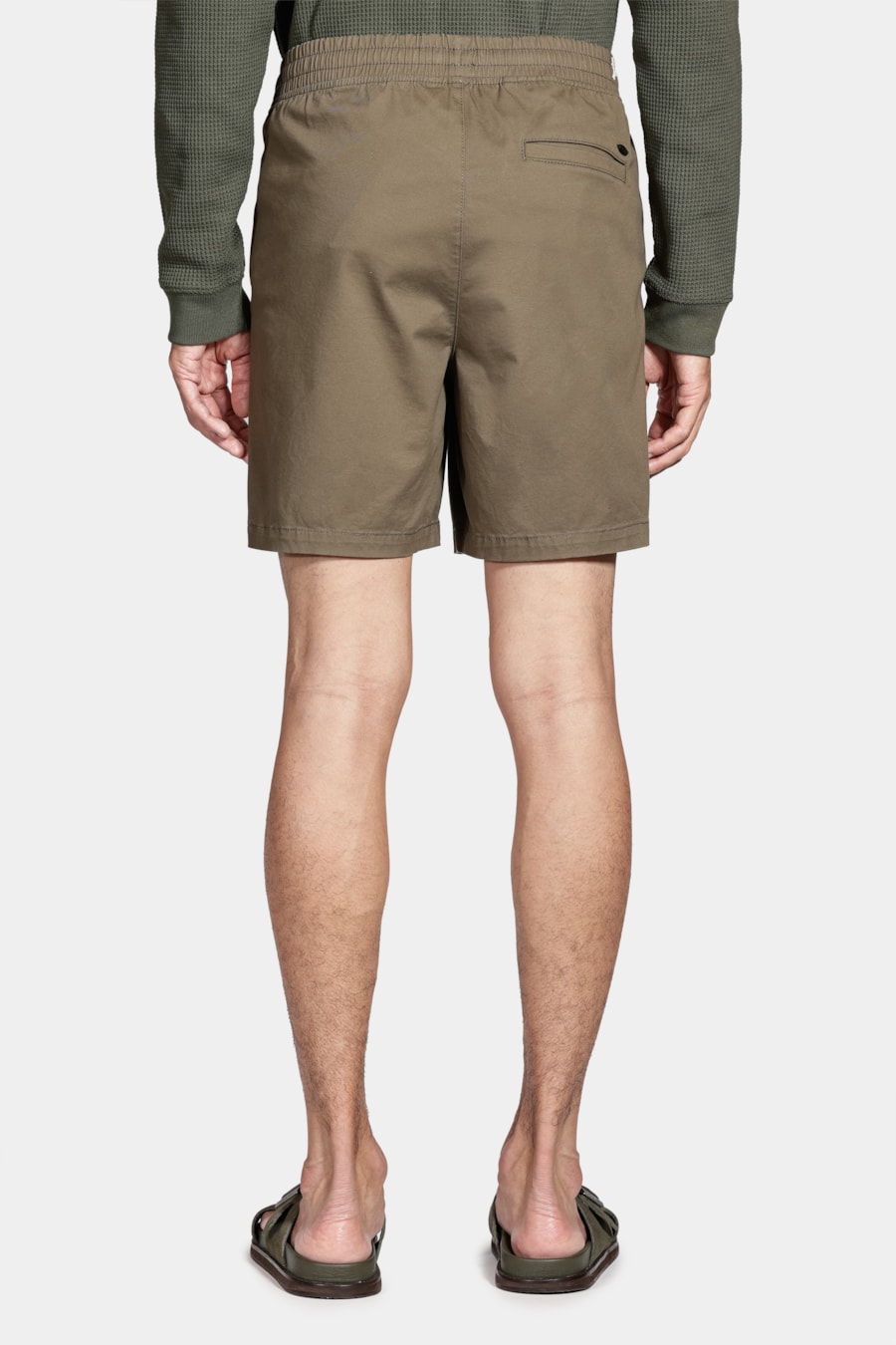 Shorts Elástico Color Sarjado Verde Militar — foto 5 de 6