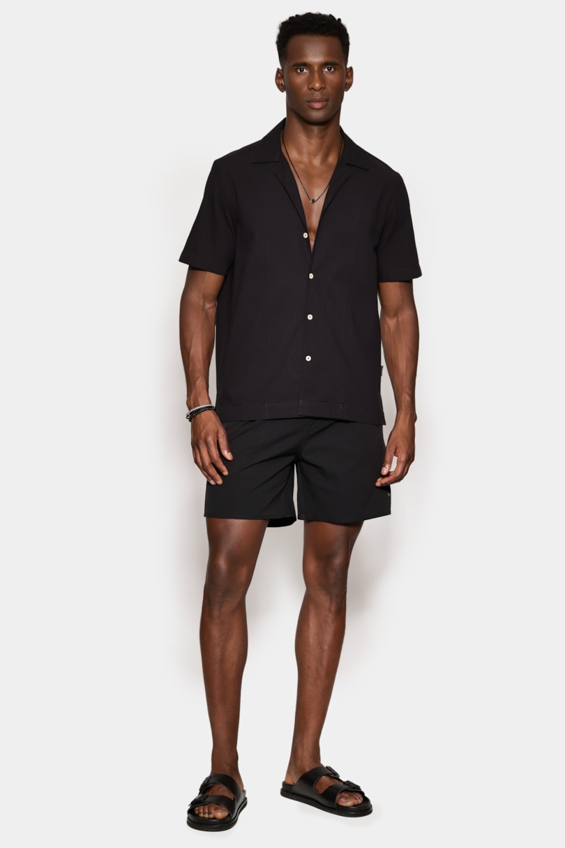 Shorts Elastico Maquinetado Ribana Preto