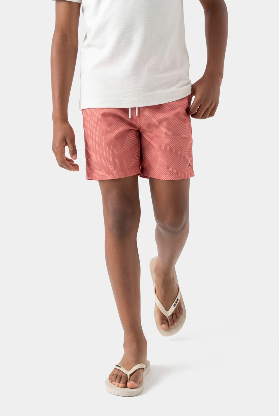 Shorts Infantil Full Estampa Folhagem Telha — foto 1 de 4