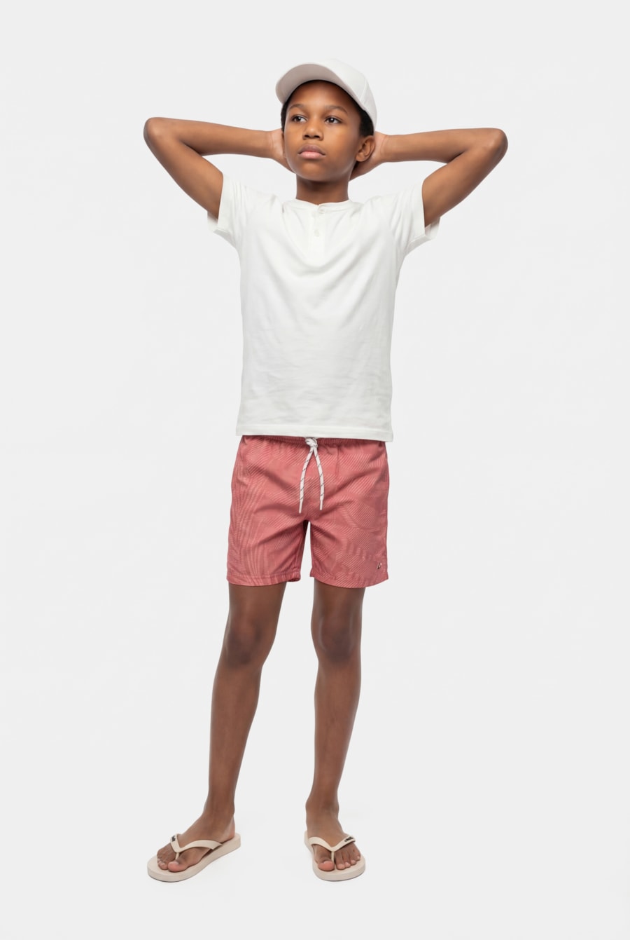 Shorts Infantil Full Estampa Folhagem Telha — foto 2 de 4