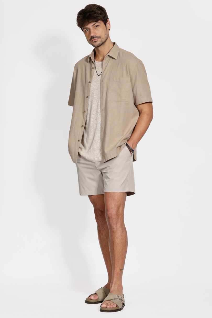 Shorts Tecnológico Com Fivela Areia