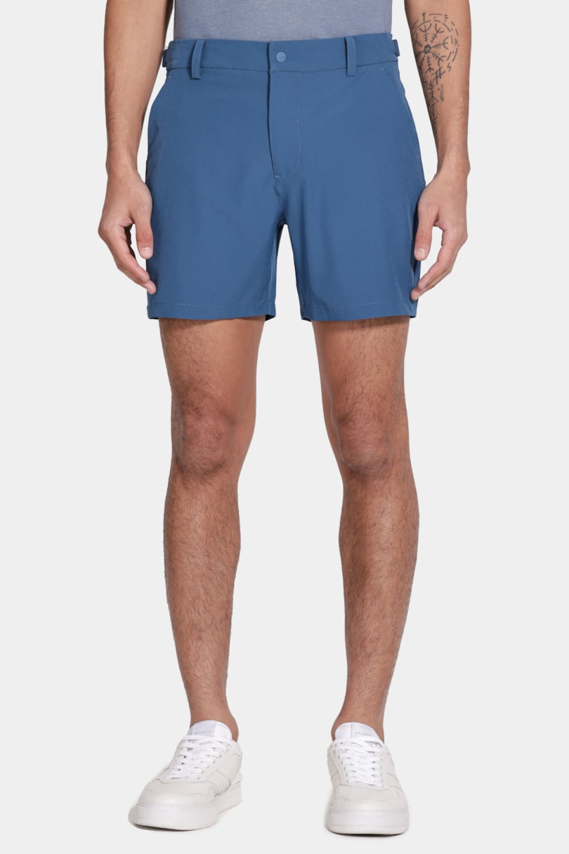 Shorts Tecnológico Com Fivela Azul Indigo