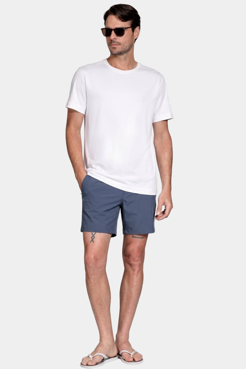 Shorts Tecnológico Com Fivela Navy