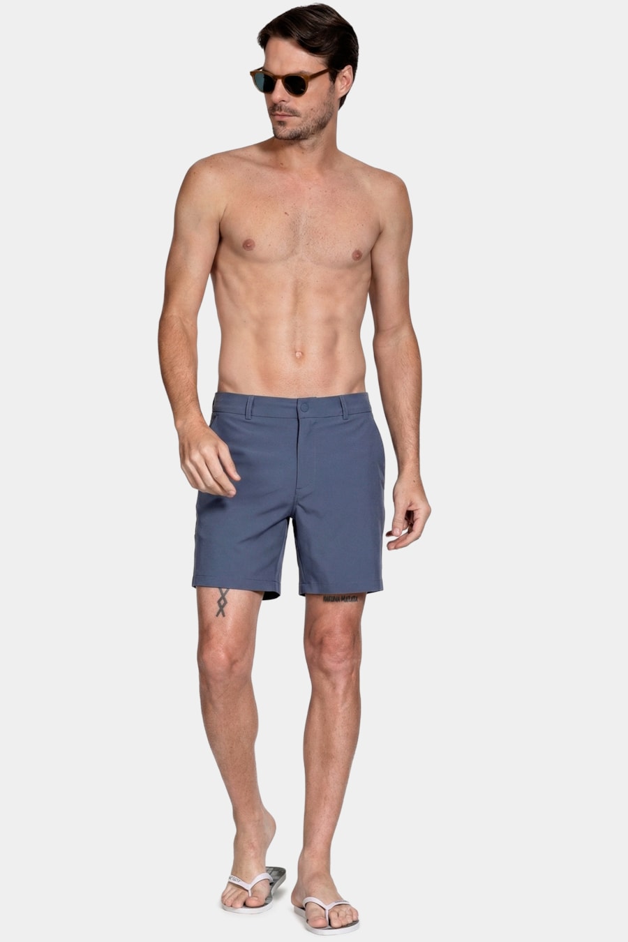 Shorts Tecnológico Com Fivela Navy — foto 6 de 8