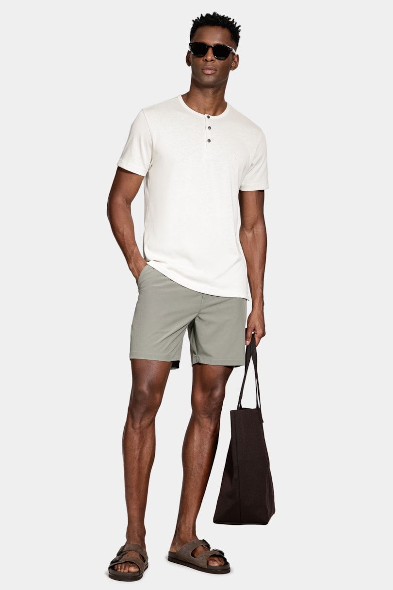 Shorts Tecnológico Com Fivela Verde Militar