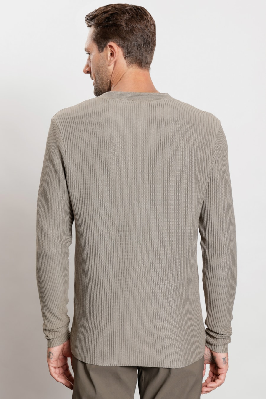 Suéter de Tricot Henley Cinza Escuro — foto 4 de 6