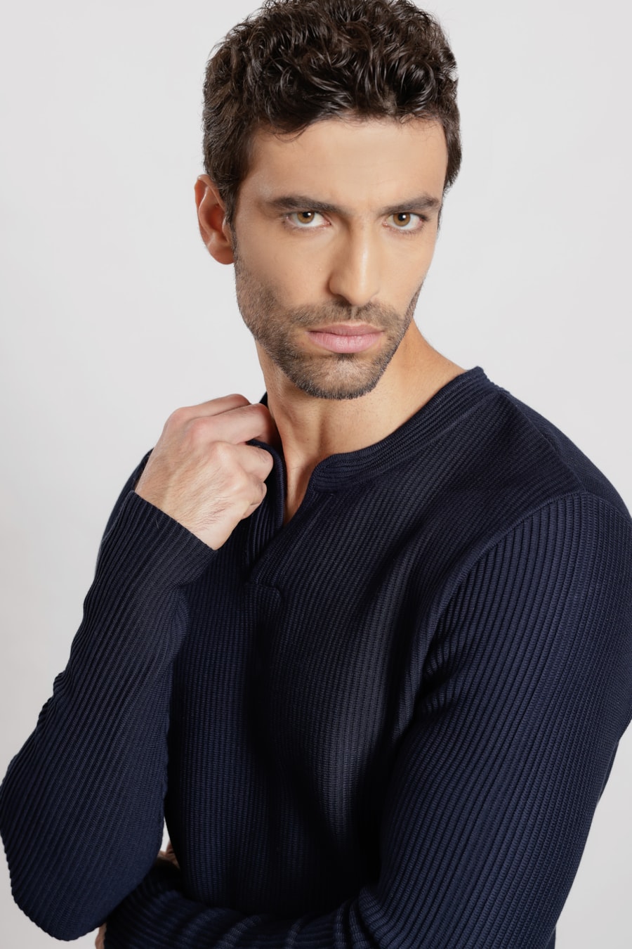 Suéter de Tricot Henley Marinho Escuro — foto 3 de 7