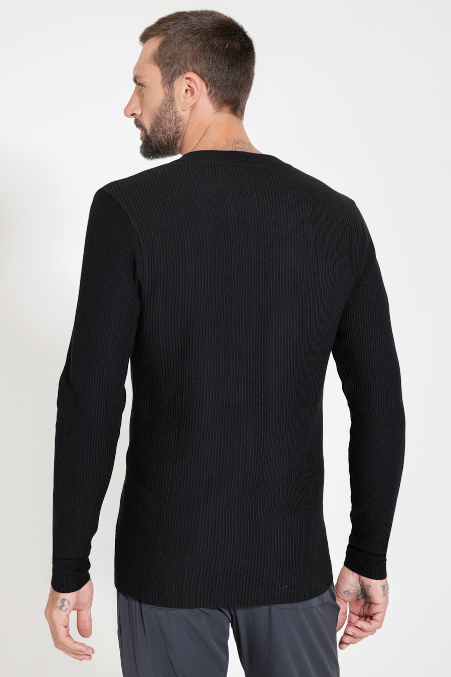 Suéter de Tricot Henley Preto — foto 4 de 7