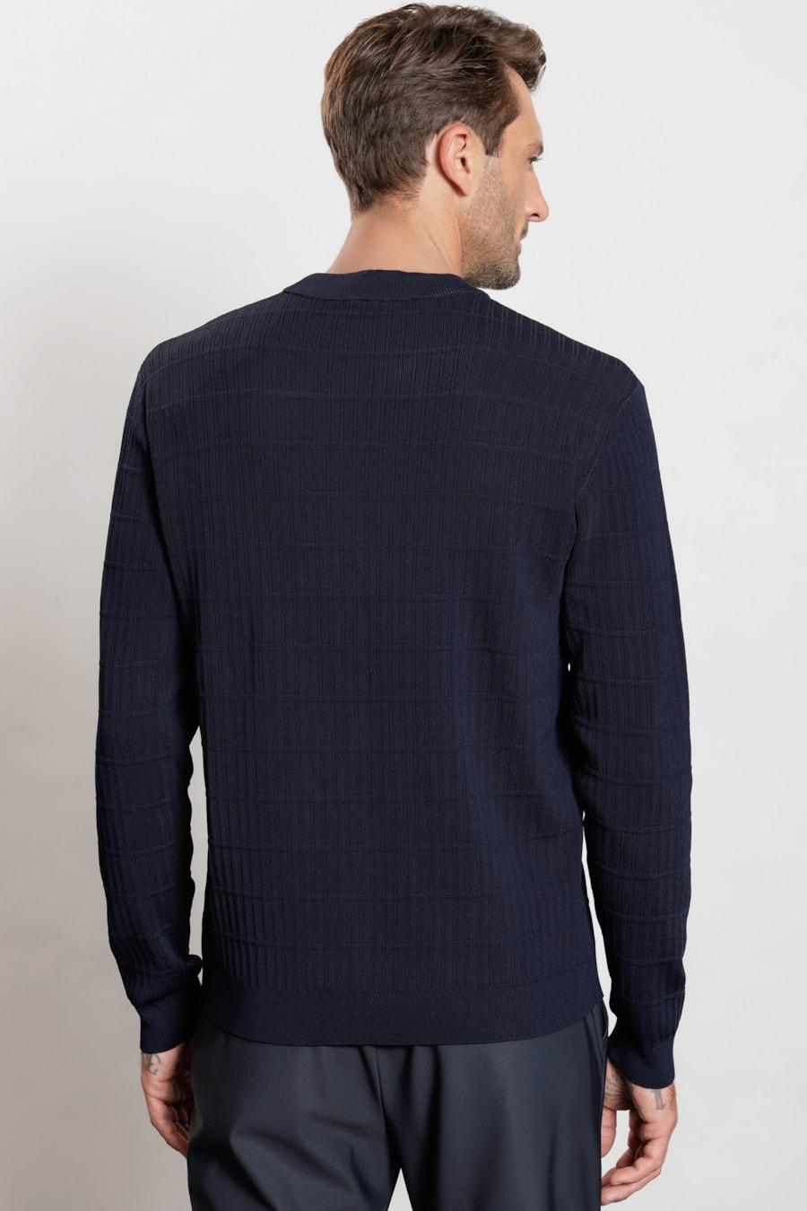 Suéter de Tricot Rayon Grid Marinho — foto 4 de 6