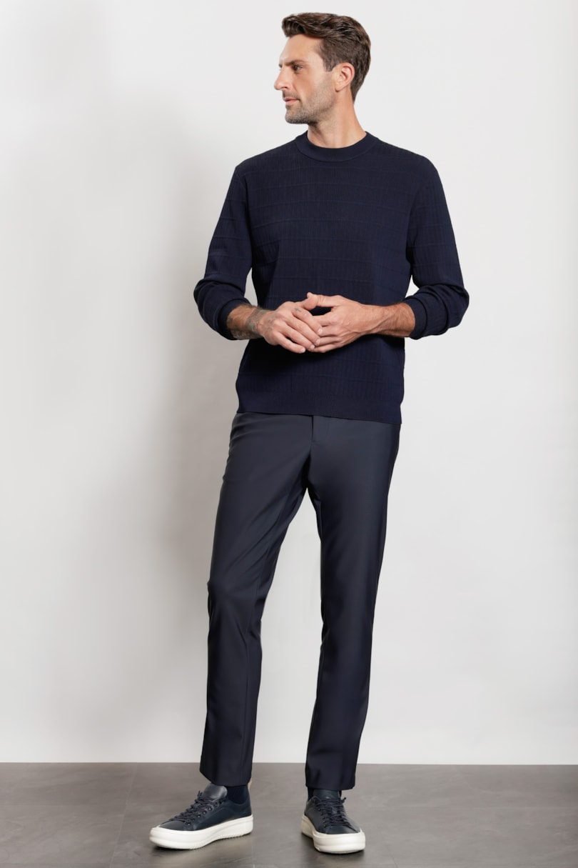 Suéter de Tricot Rayon Grid Marinho