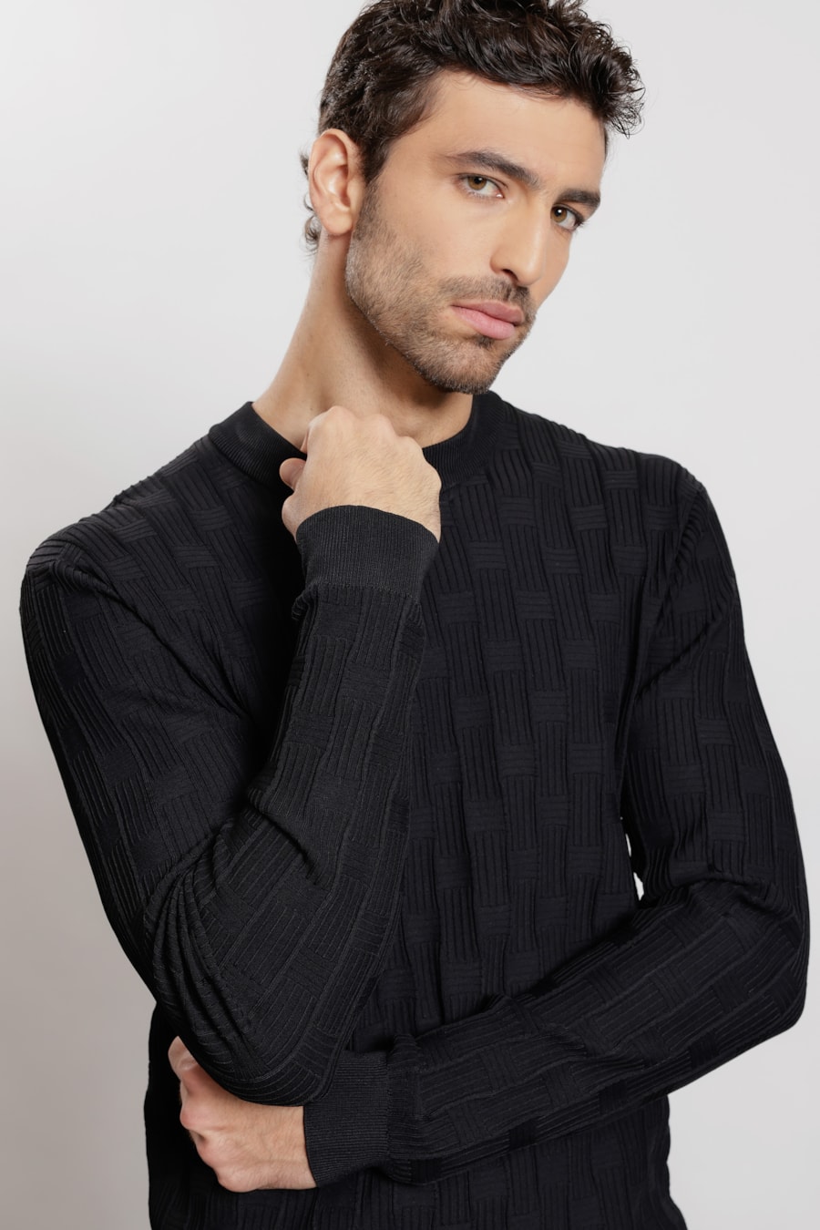 Suéter de Tricot Rayon Quadriculado Preto — foto 4 de 7