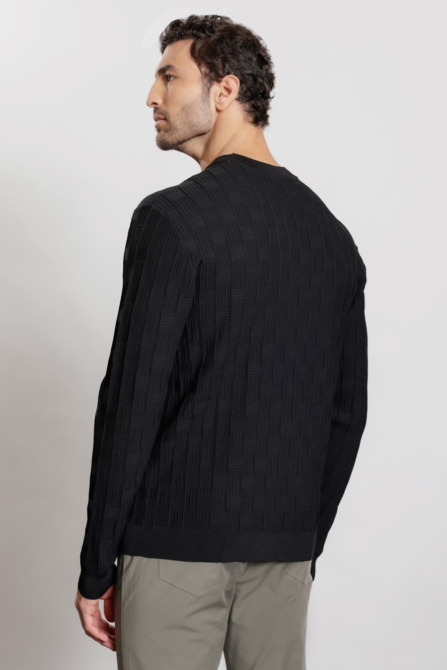 Suéter de Tricot Rayon Quadriculado Preto — foto 5 de 7