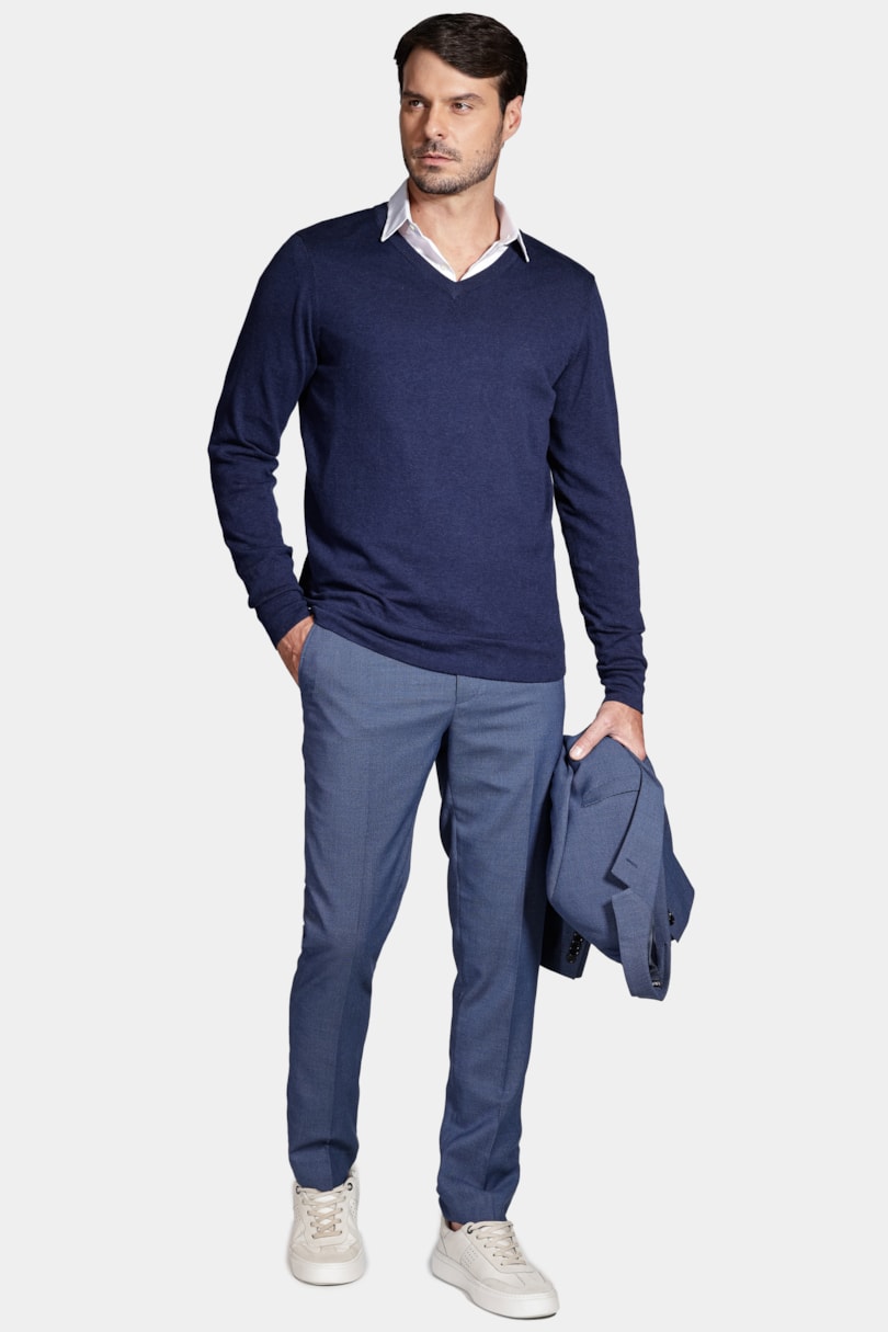 Tricot Aramis Gola v Manga Longa Marinho