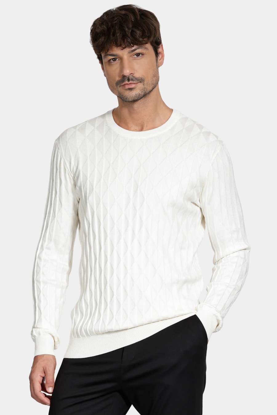 Tricot Jacquard Triangulos Off White — foto 1 de 5