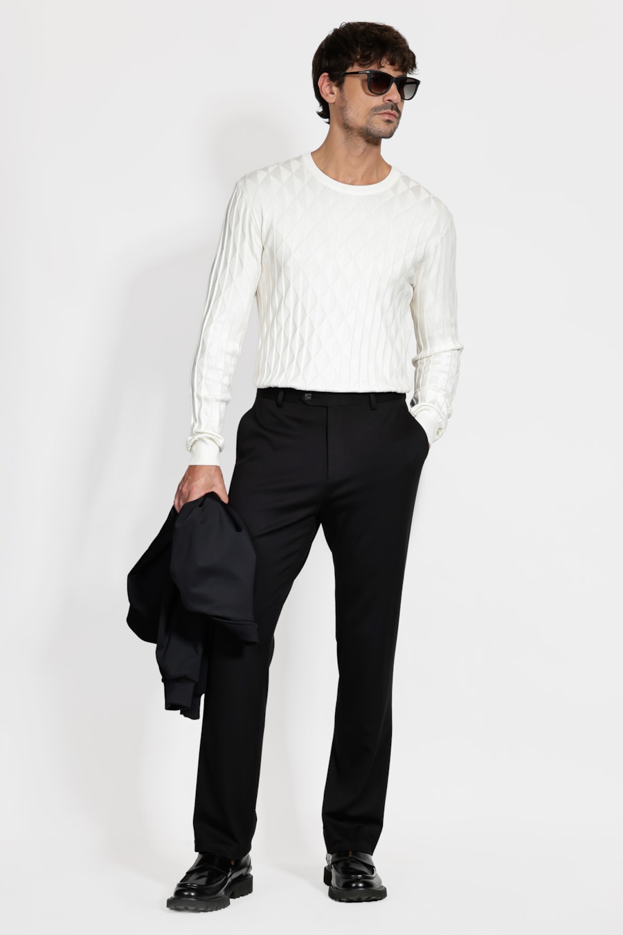 Tricot Jacquard Triangulos Off White — foto 2 de 5