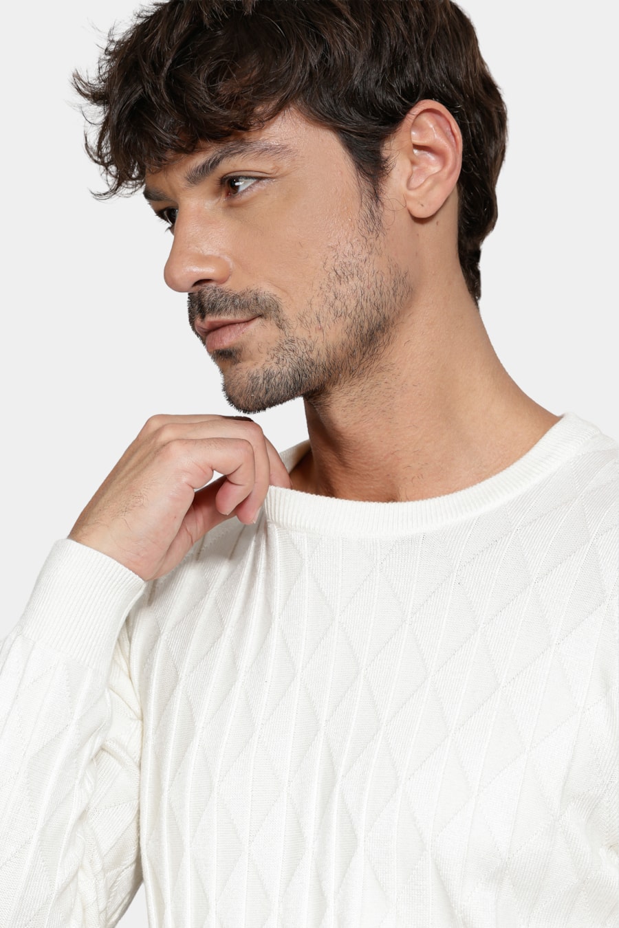 Tricot Jacquard Triangulos Off White — foto 3 de 5