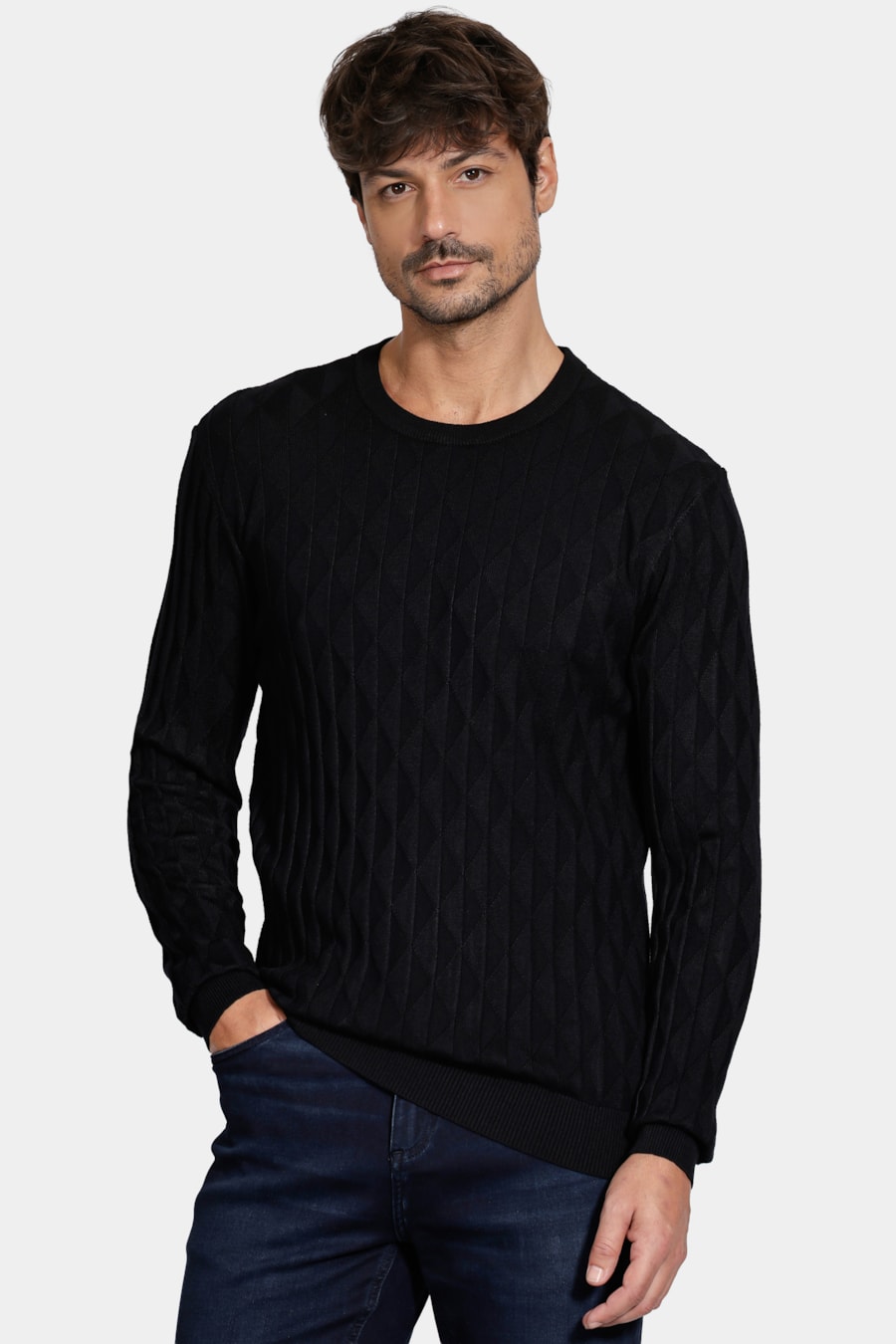 Tricot Jacquard Triangulos Preto — foto 1 de 6