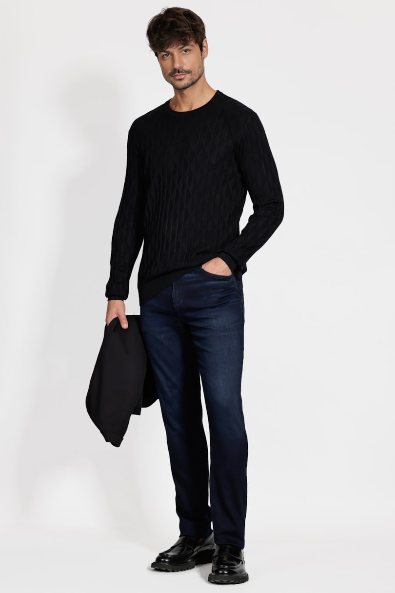 Tricot Jacquard Triangulos Preto