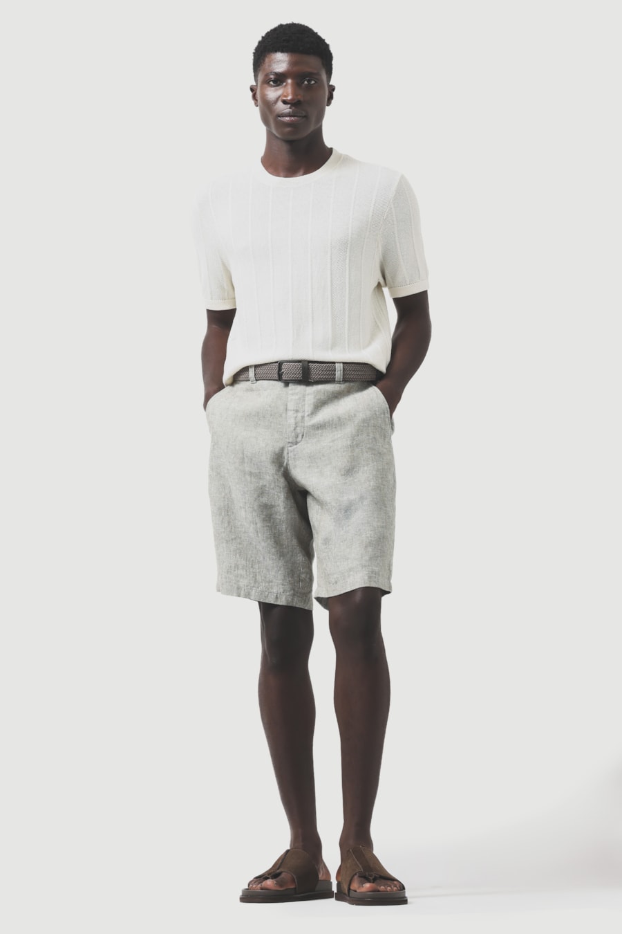 Tricot Manga Curta Jacquard Chevron Off White — foto 2 de 6