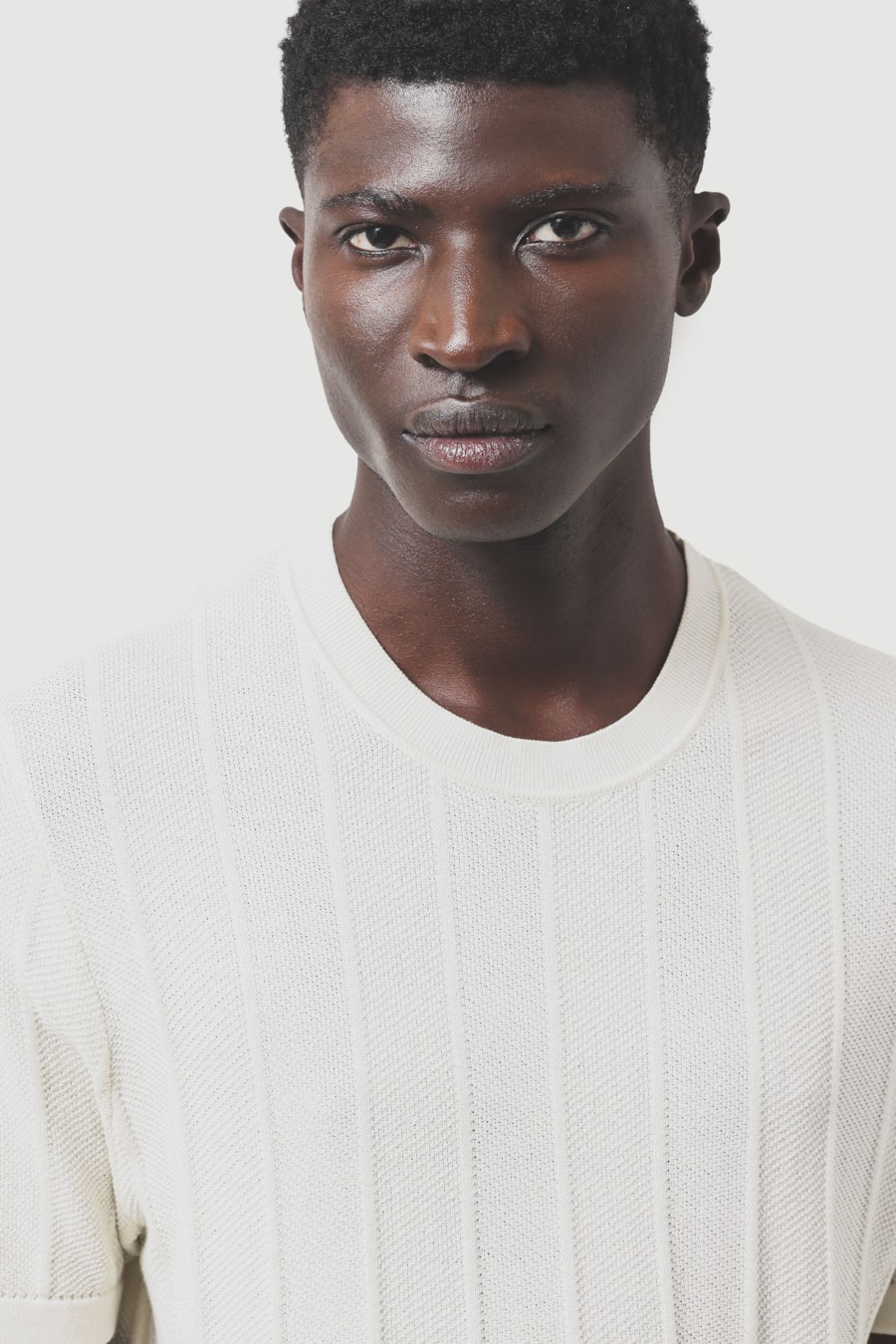Tricot Manga Curta Jacquard Chevron Off White — foto 3 de 6