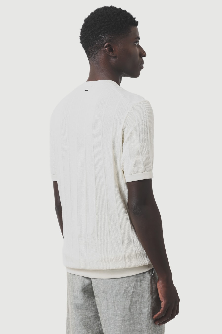 Tricot Manga Curta Jacquard Chevron Off White — foto 4 de 6
