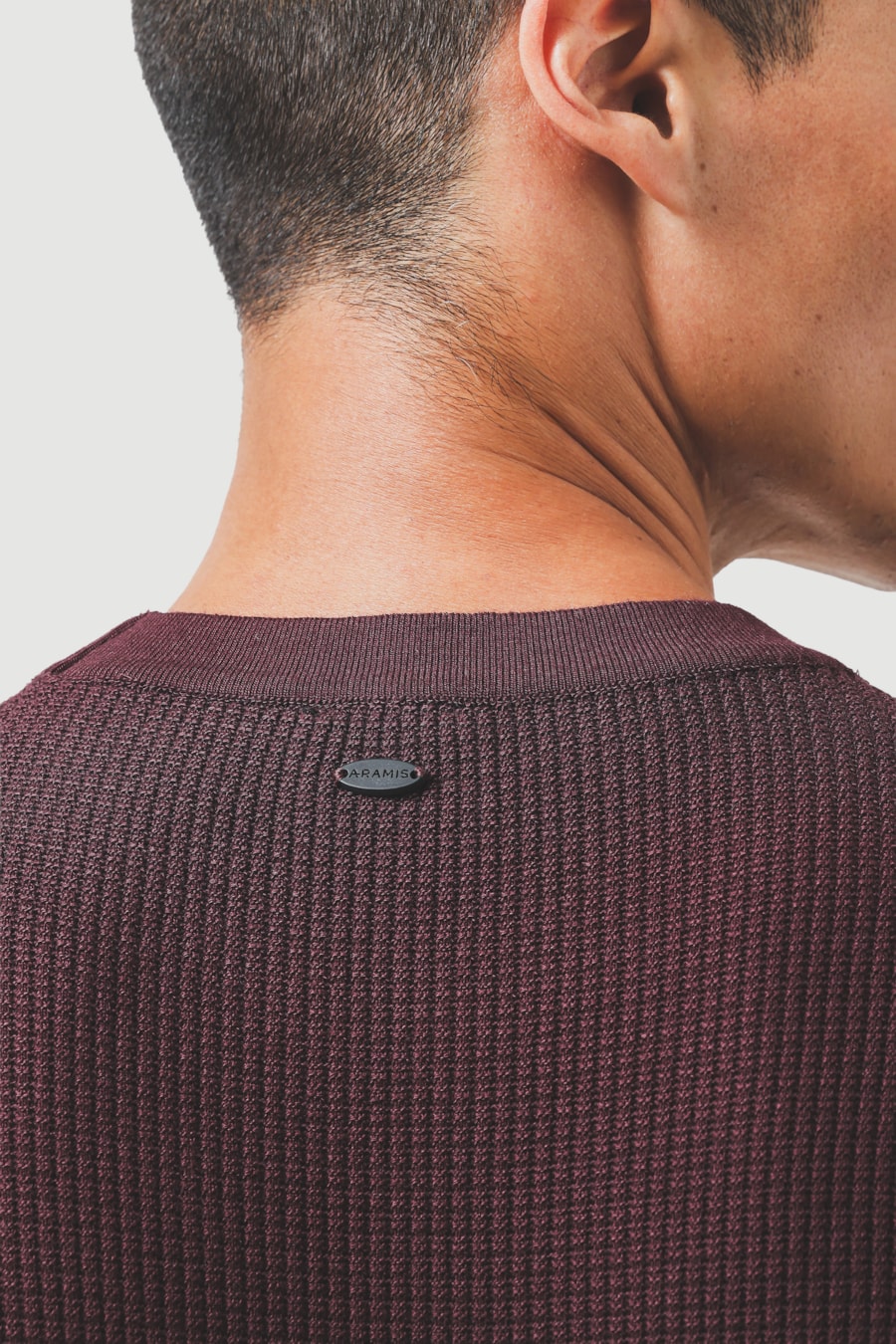 Tricot Manga Curta Jacquard Mini Grid Burgundy — foto 4 de 7