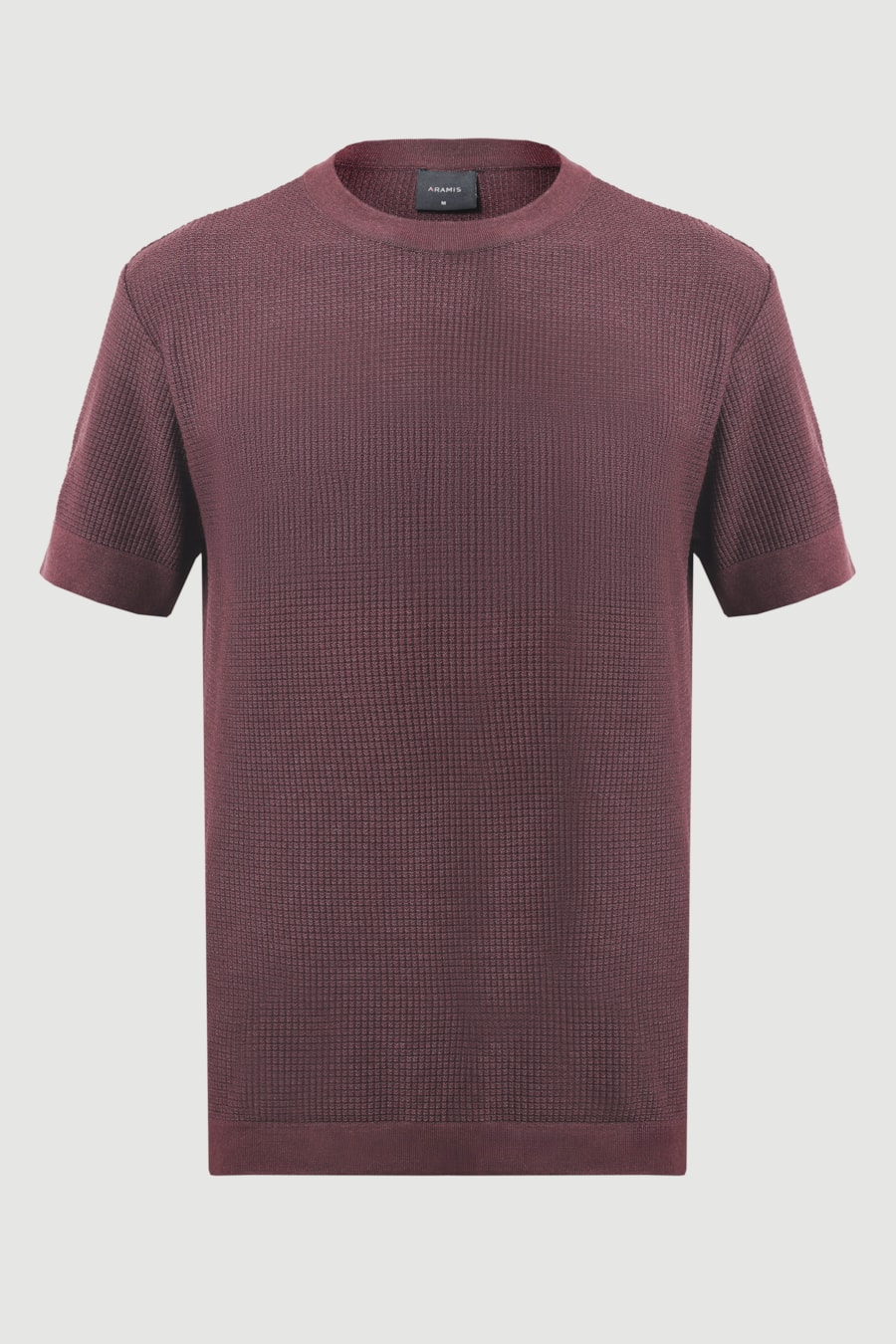 Tricot Manga Curta Jacquard Mini Grid Burgundy — foto 6 de 7