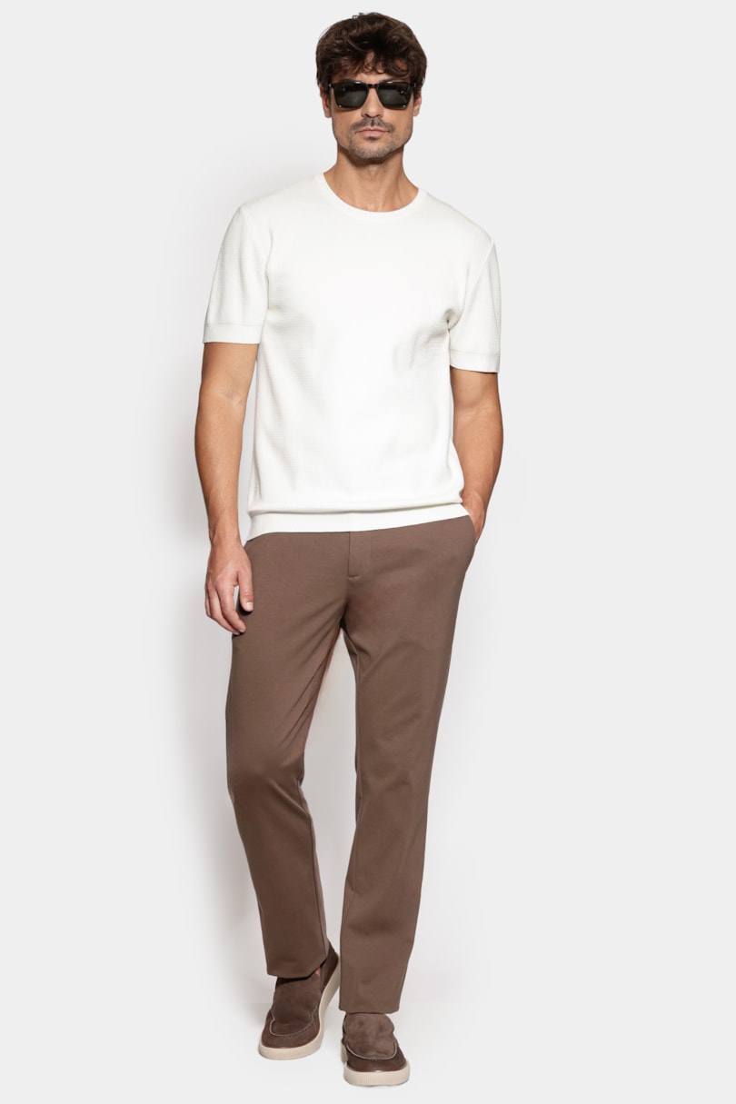 Tricot Manga Curta Jacquard Off White