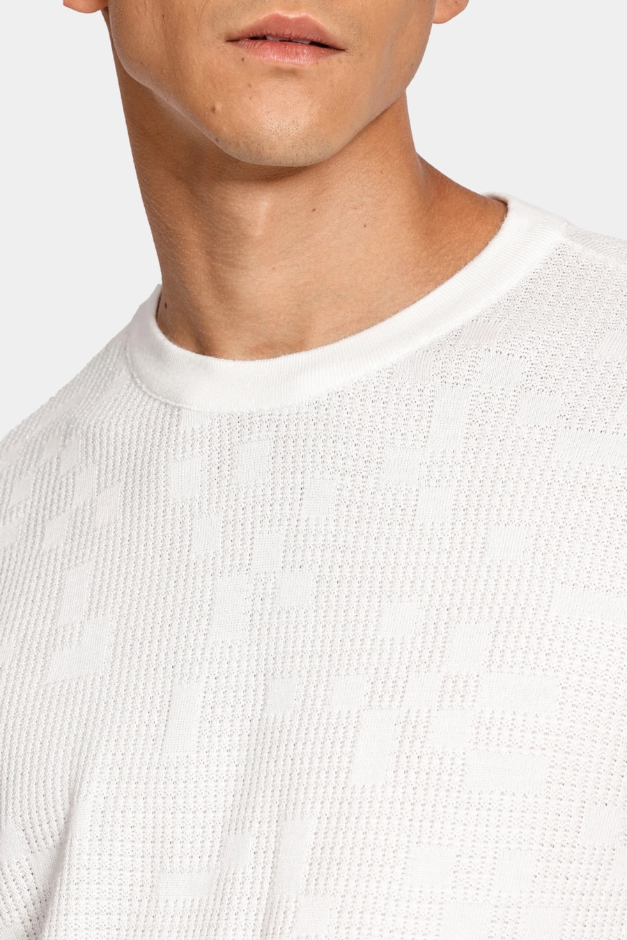 Tricot Manga Curta Jacquard Off White — foto 3 de 6
