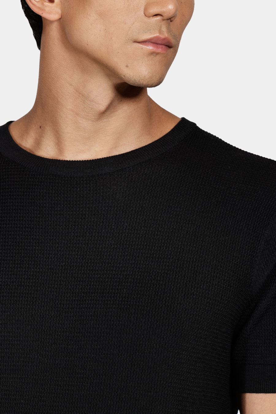 Tricot Manga Curta Jacquard Preto — foto 3 de 6