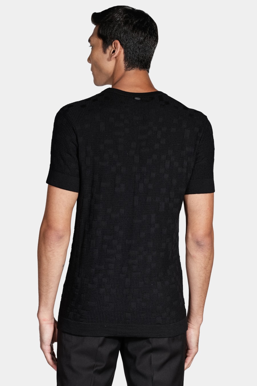 Tricot Manga Curta Jacquard Preto — foto 4 de 5