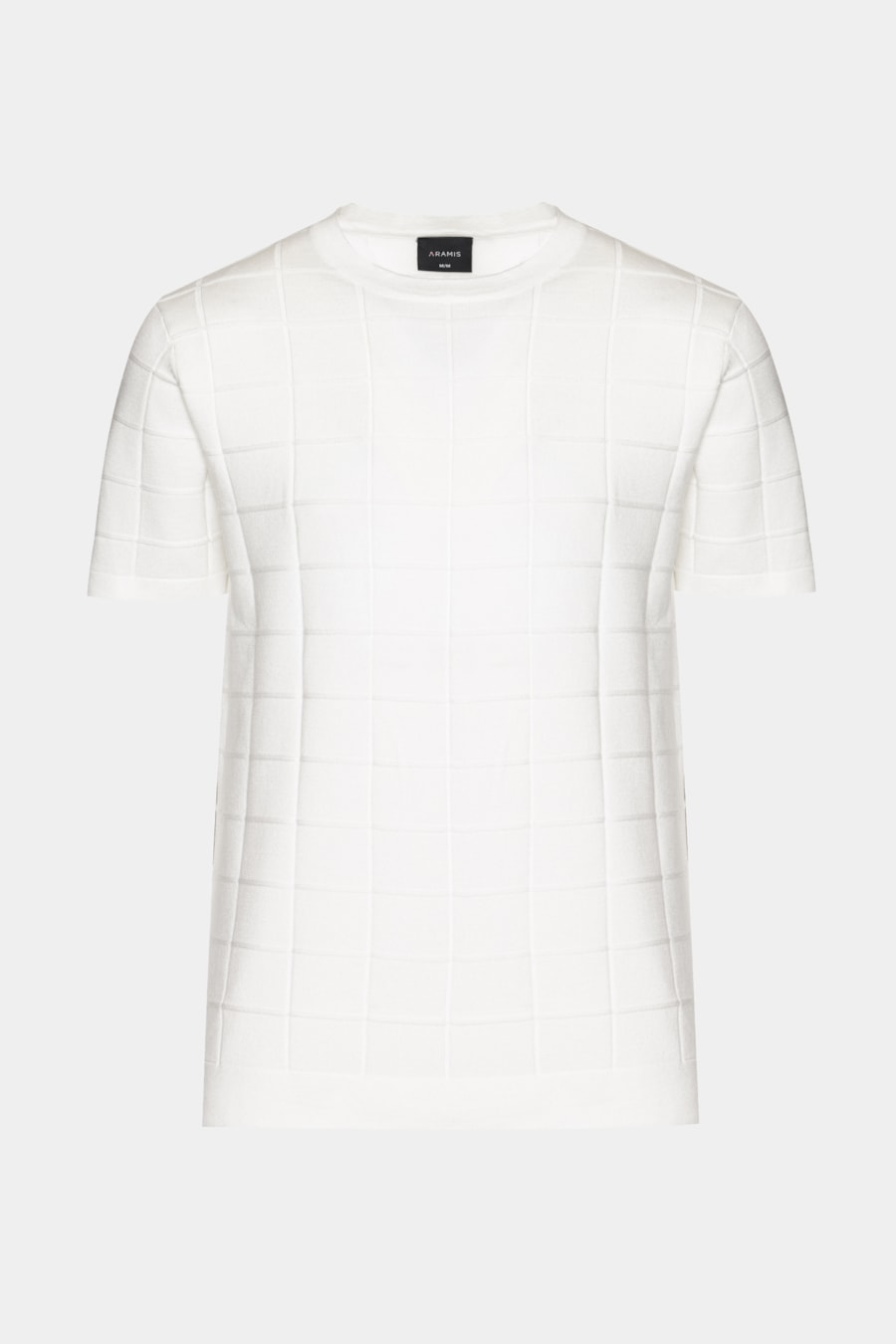 Tricot Manga Curta Jacquard Quadriculado Off White — foto 5 de 5