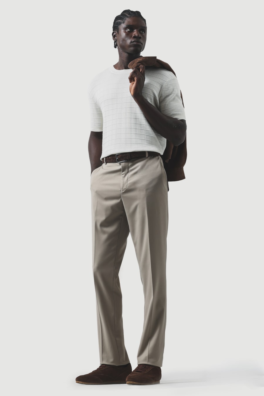 Tricot Manga Curta New Grid Off White — foto 4 de 10