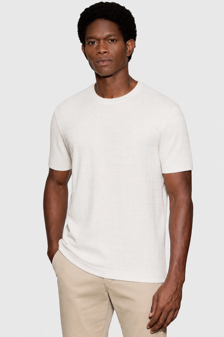 Tricot Manga Curta New Grid Off White — foto 2 de 10