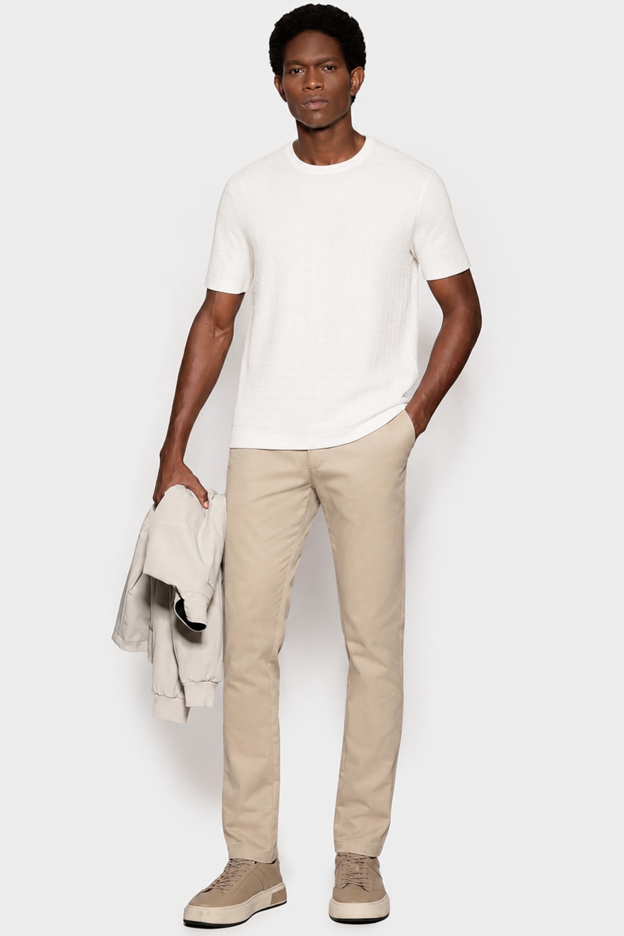 Tricot Manga Curta New Grid Off White — foto 3 de 10