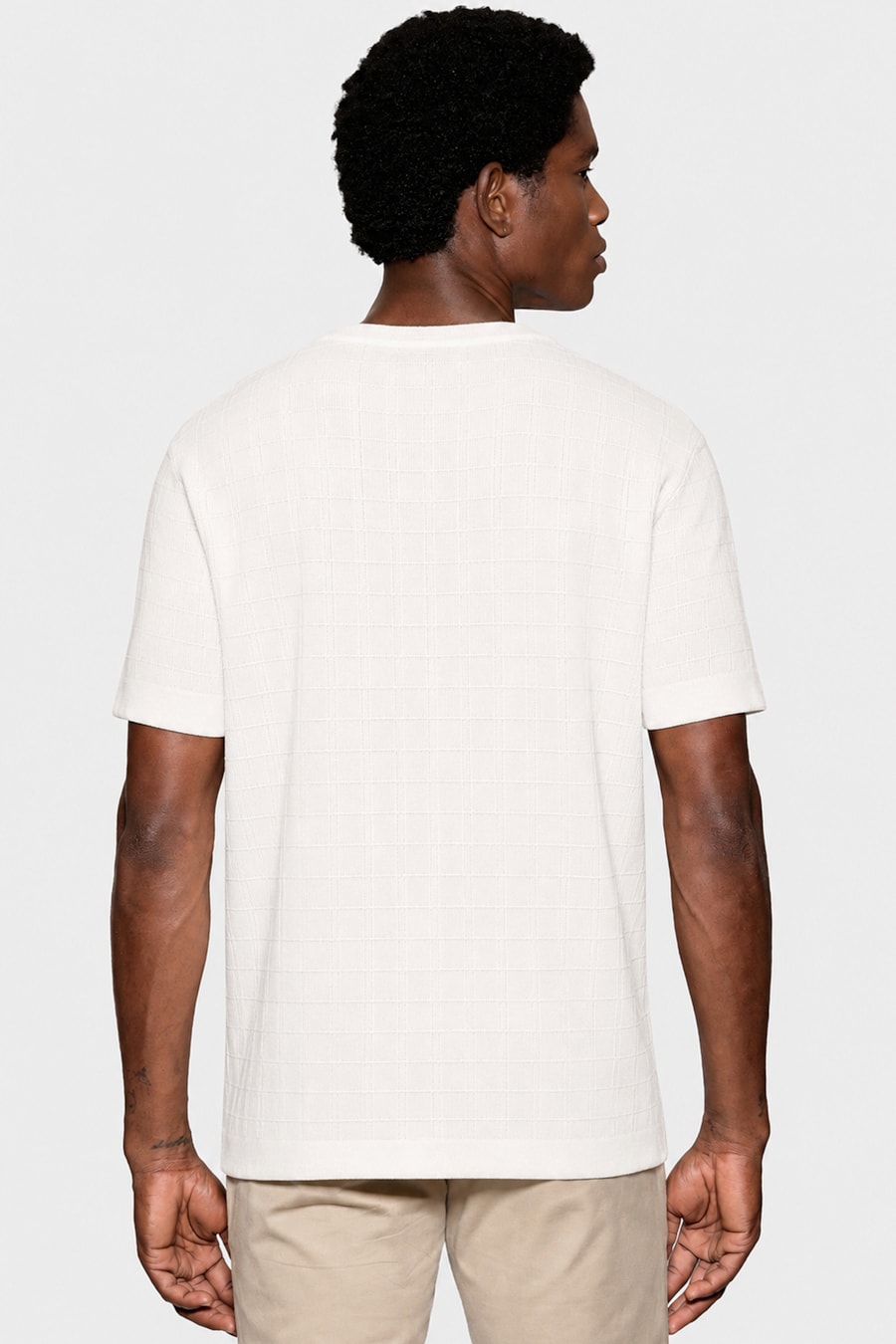 Tricot Manga Curta New Grid Off White — foto 7 de 10