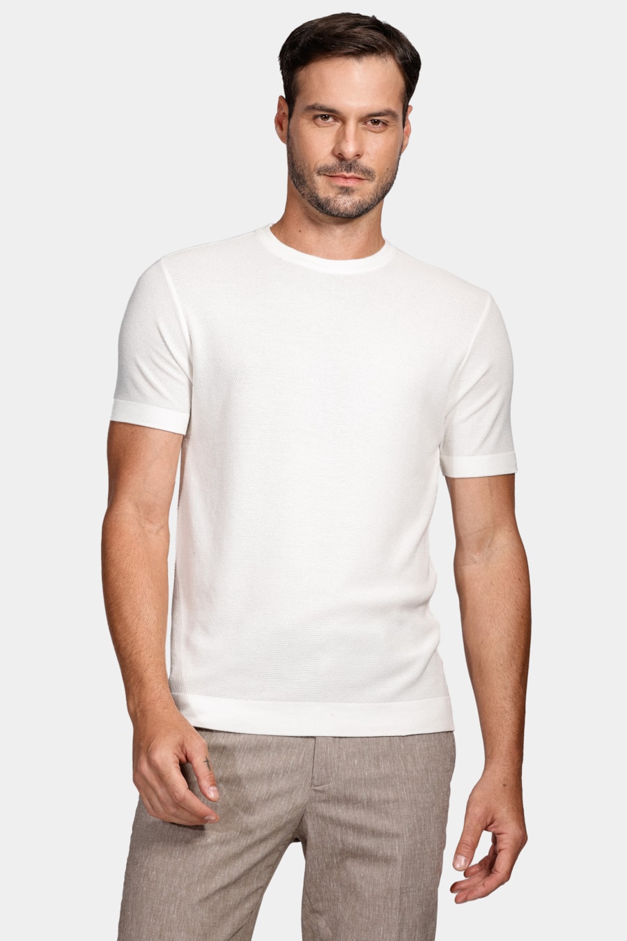 Tricot Manga Curta Ponto Pipoca Off White — foto 1 de 6