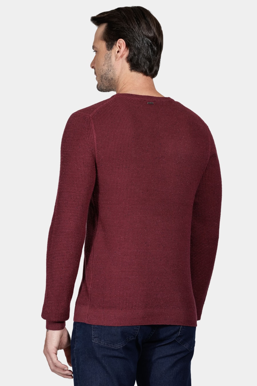 Tricot Manga Longa Botone Waffle Bordeaux — foto 4 de 5