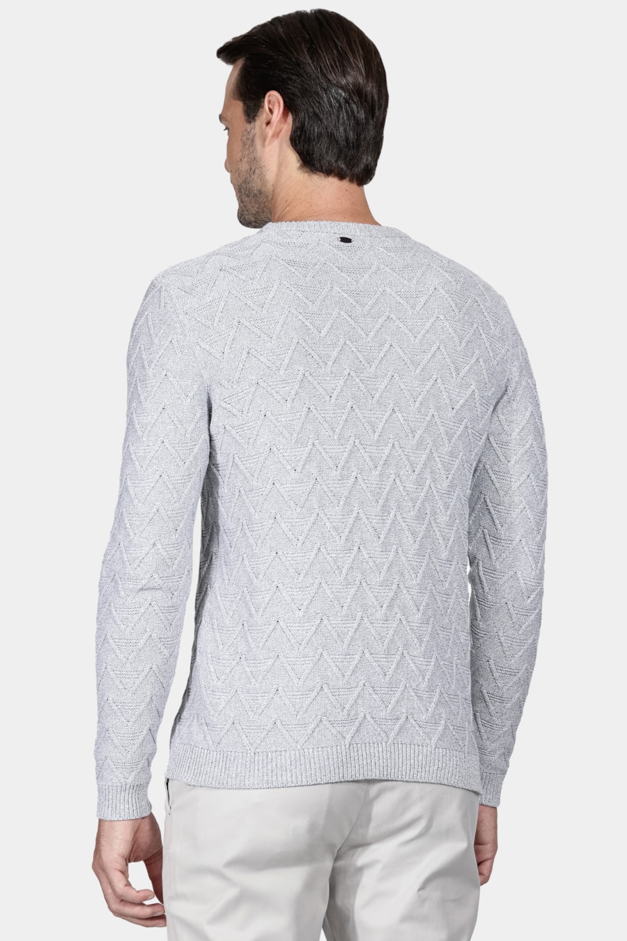 Tricot Manga Longa Full Jacquard Cinza — foto 4 de 5