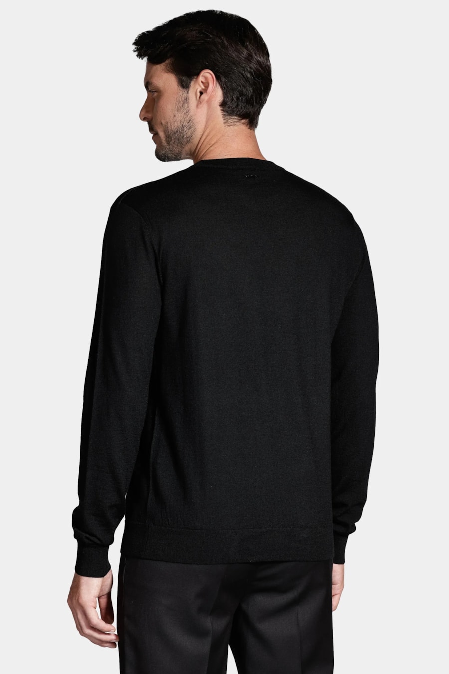 Tricot Manga Longa Gola Careca Lã Merino Preto — foto 4 de 5