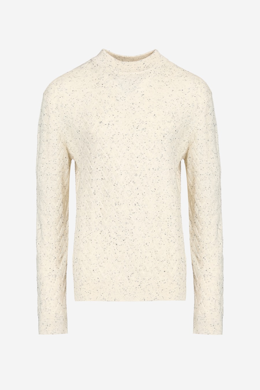 Tricot Manga Longa Gola Midi Botone Off White Com Preto