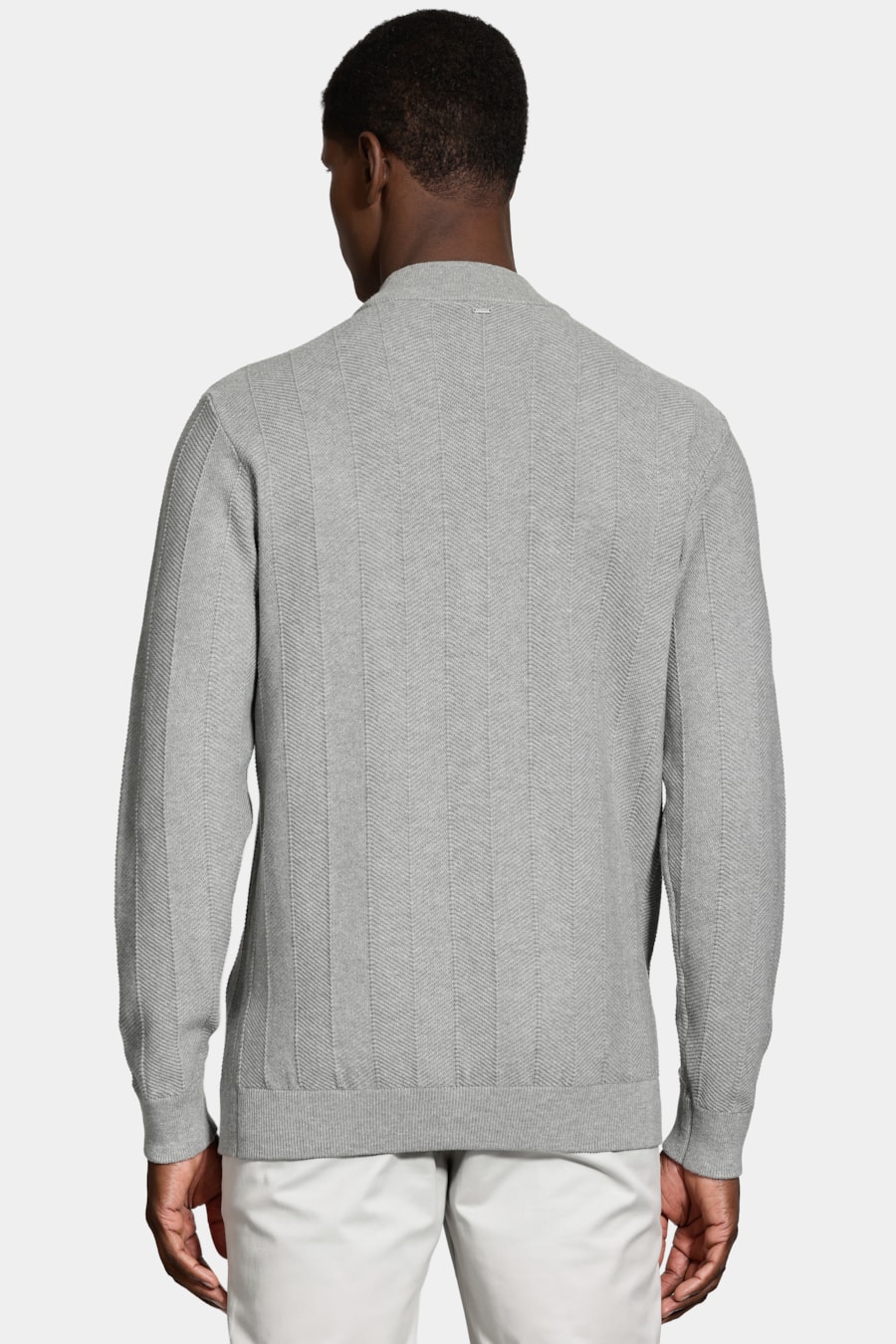 Tricot Manga Longa Gola Midi Jacquard Cinza Mescla — foto 4 de 5