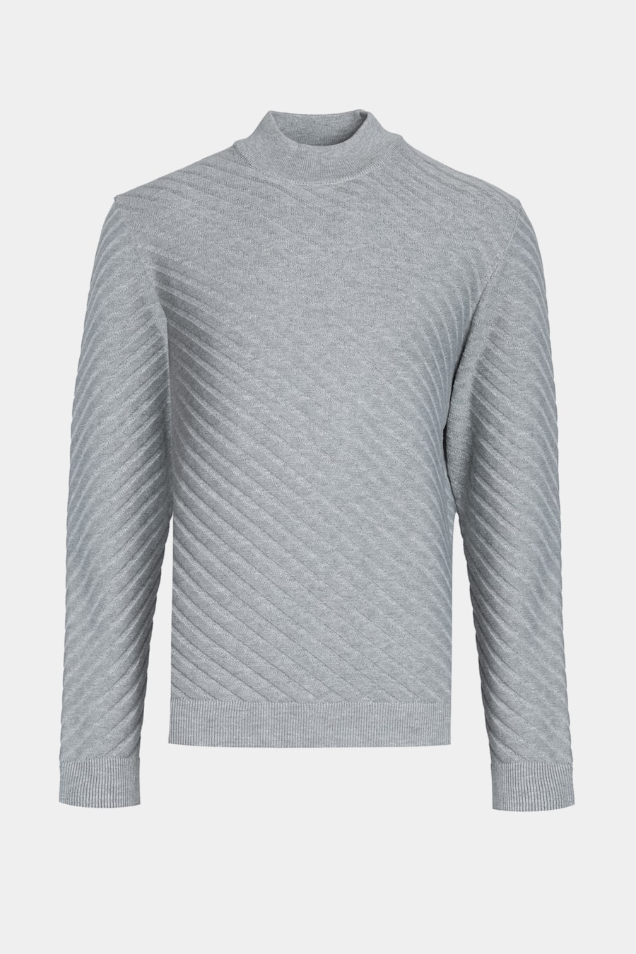 Tricot Manga Longa Gola Midi Listra Diagonal Cinza Mescla — foto 6 de 6
