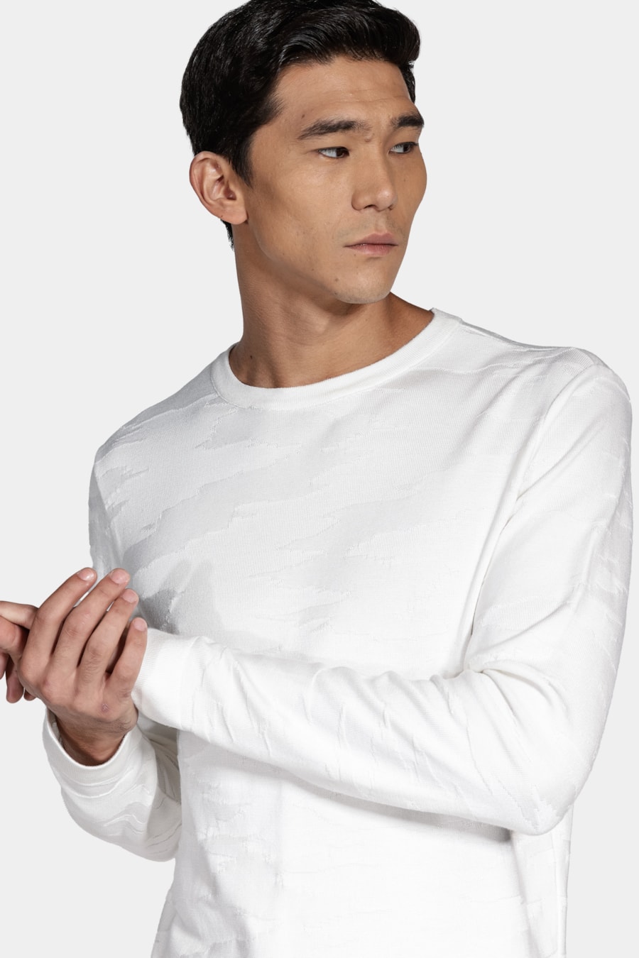 Tricot Manga Longa Jacquard Camuflado Off White — foto 3 de 6