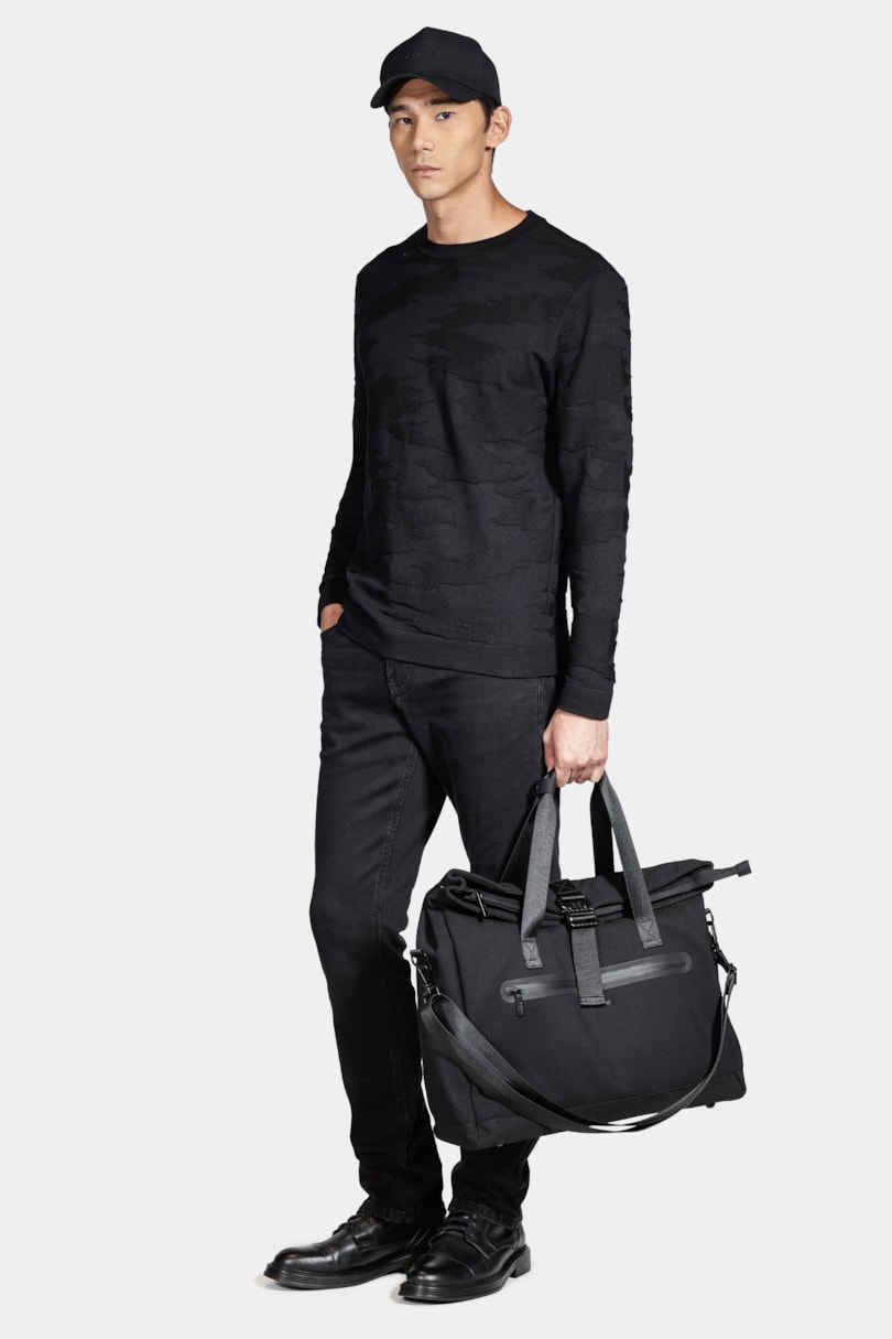 Tricot Manga Longa Jacquard Camuflado Preto